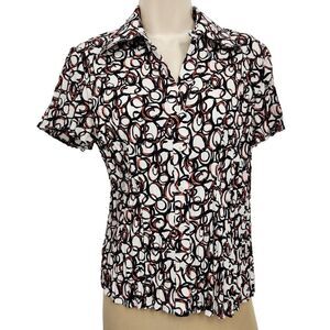 Christopher & Banks Petite Button Blouse Collared Short Sleeves
